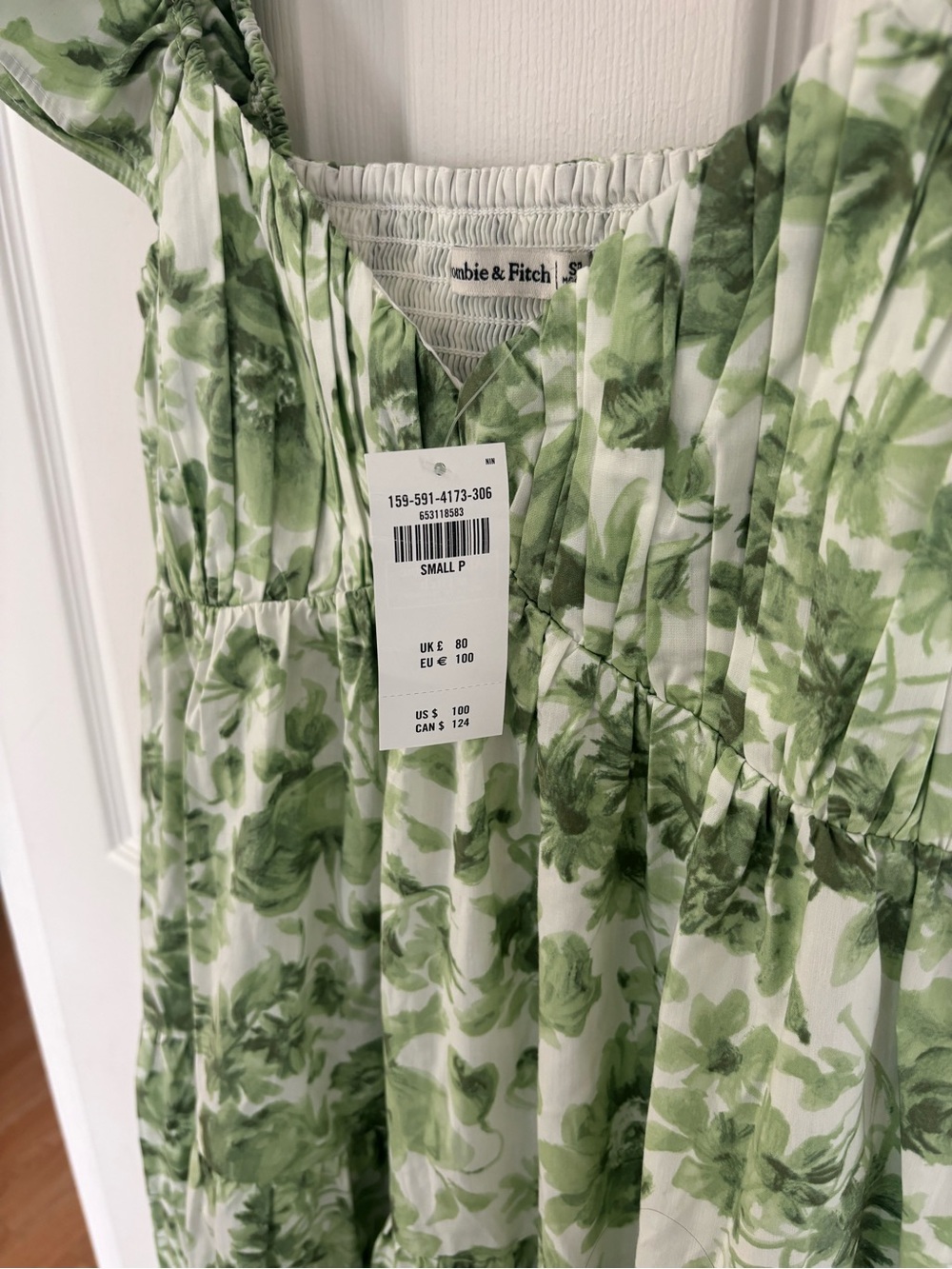 Abercrombie & Fitch Ruffle Sleeve Poplin Midi Dress Size SP Small Petite - Picture 3 of 6